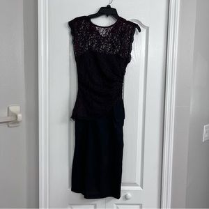 Vintage Clues Collection womens slip dress with purple lace overlay black 5-6